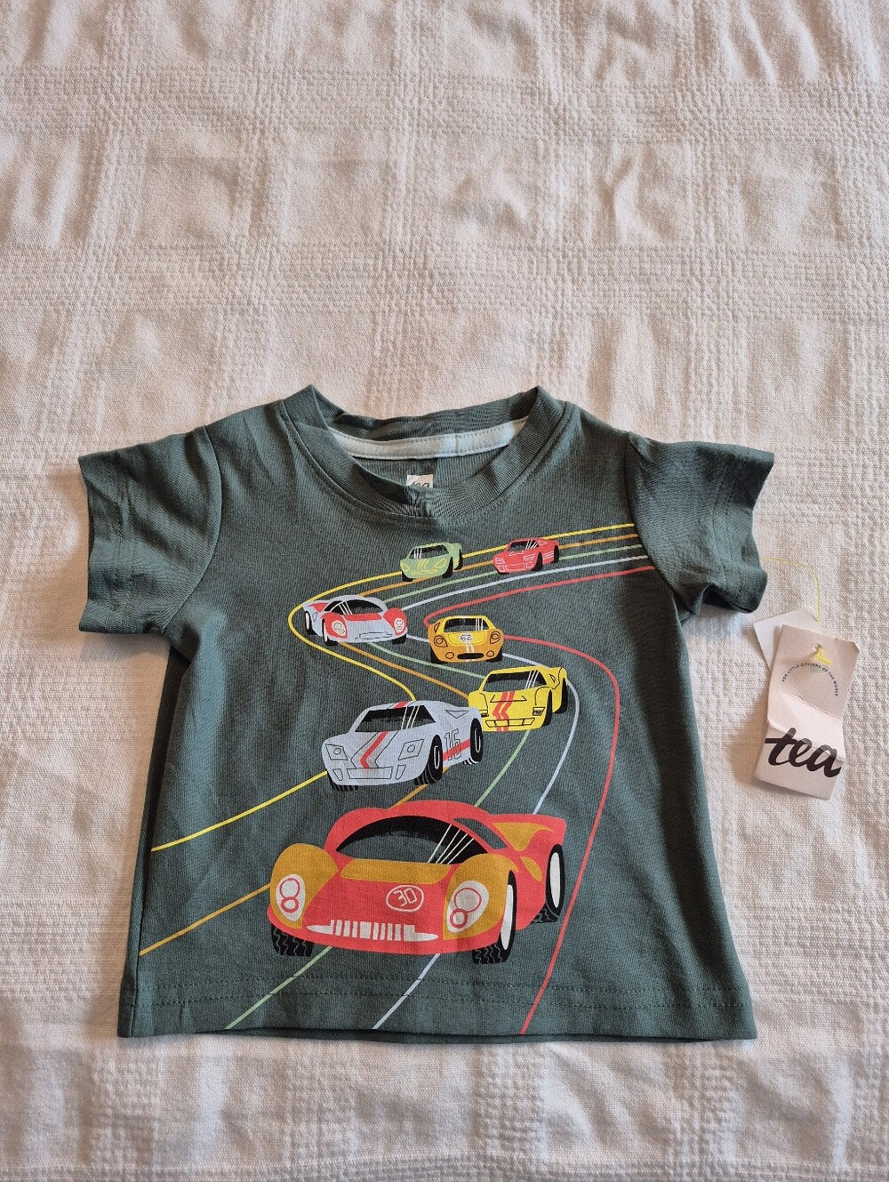 Tea Collection boys 3-6 months green short sleeve shirt NWT